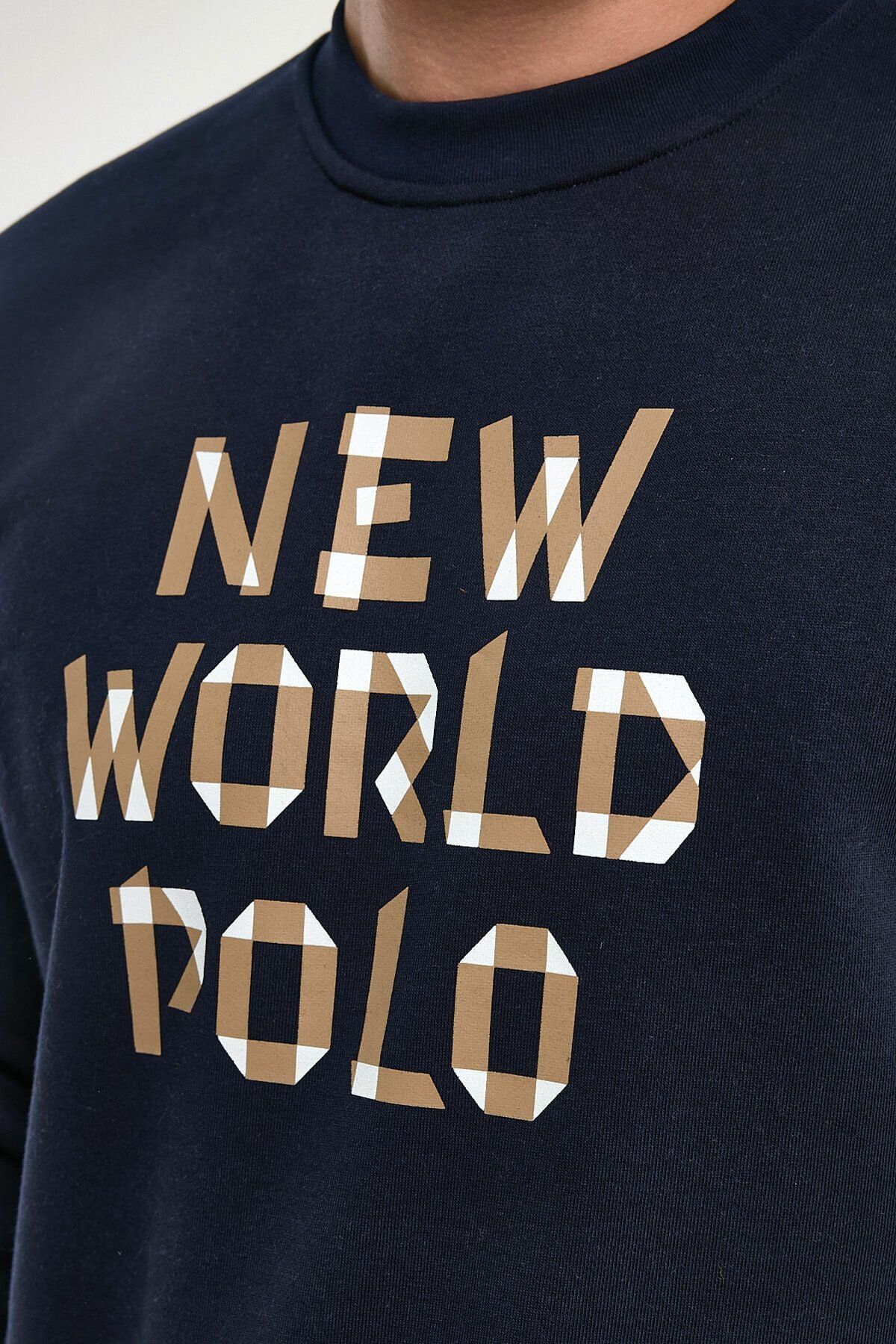 NEW WORLD POLO-Slim Fit mikina Crew Neck Navy Blue 23FWM60161 6