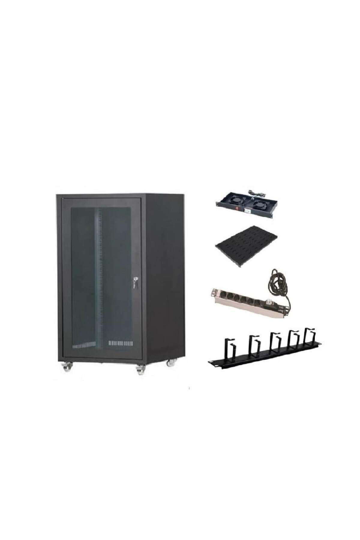 SETRACK 16U 600X600 RACK KABİNET+2Lİ FAN MODÜLÜ+SABİT RAF+GRUP PRİZ+KABLO ORGANİZER