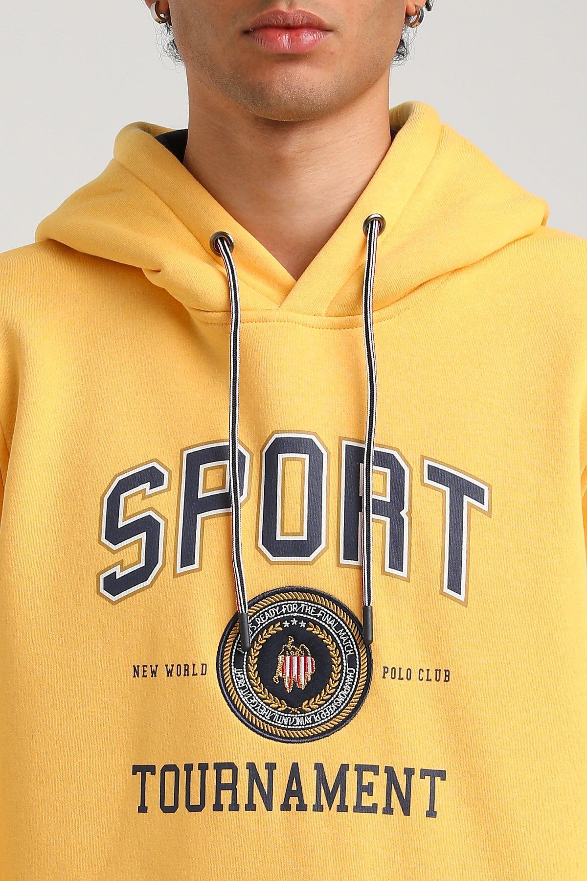 NEW WORLD POLO-Hooded Mustard Slim Fit Hoodie 23Fwm64052 6