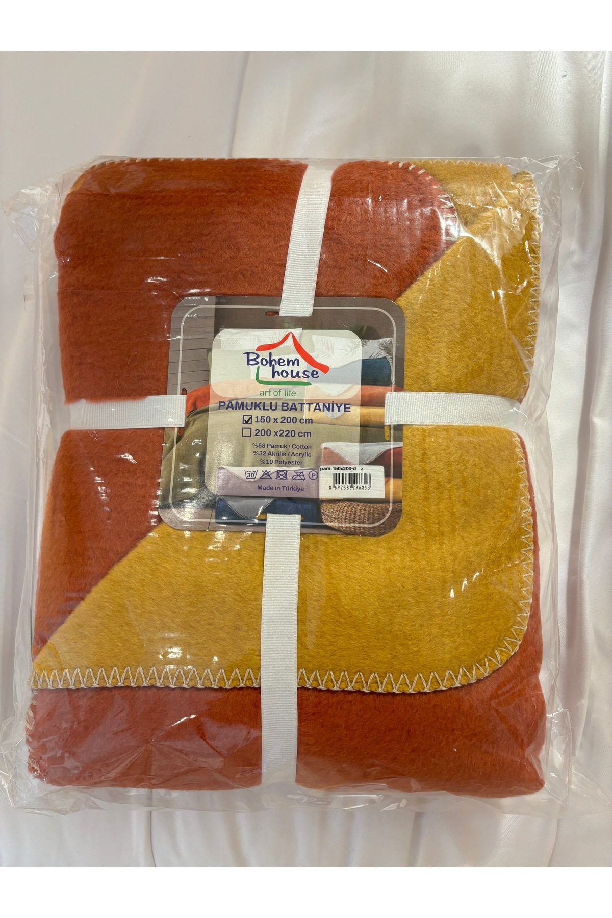 MaVaux-Bohemhouse Double Sided Two Colors Plain Cotton Oversized Blanket 1350Gr 150X200Cm, Soft Texture 7