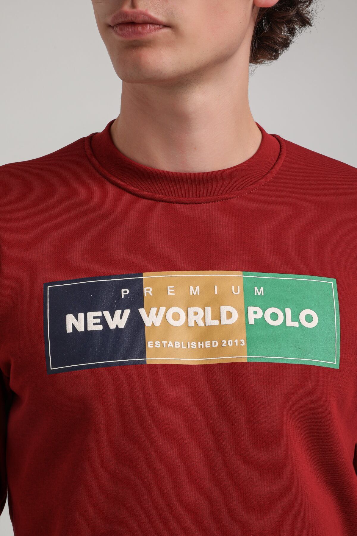 NEW WORLD POLO-Crew Neck Burgundy Slim Fit Sweatshirt 23Fwm60155 5