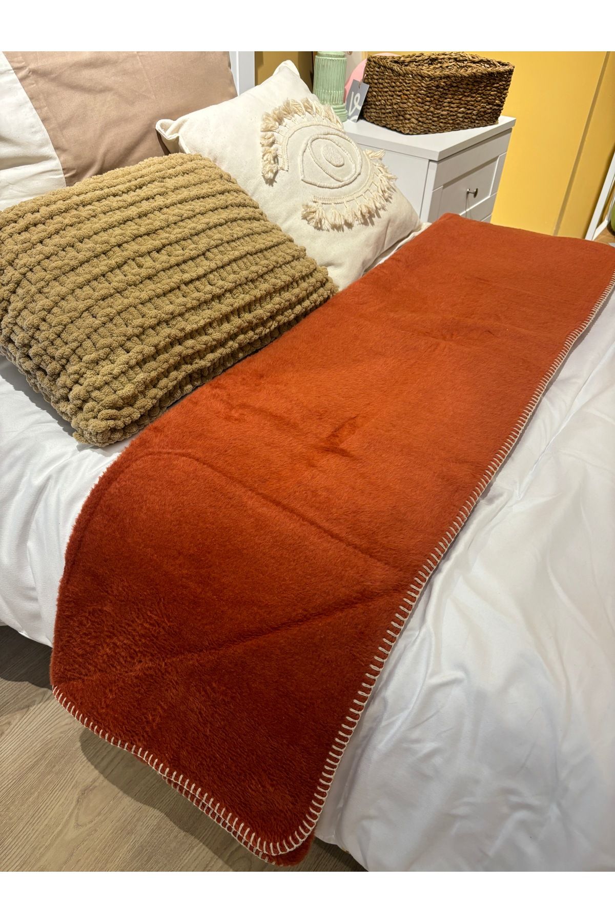 MaVaux-Bohemhouse Double Sided Two Colors Plain Cotton Oversized Blanket 1350Gr 150X200Cm, Soft Texture 4