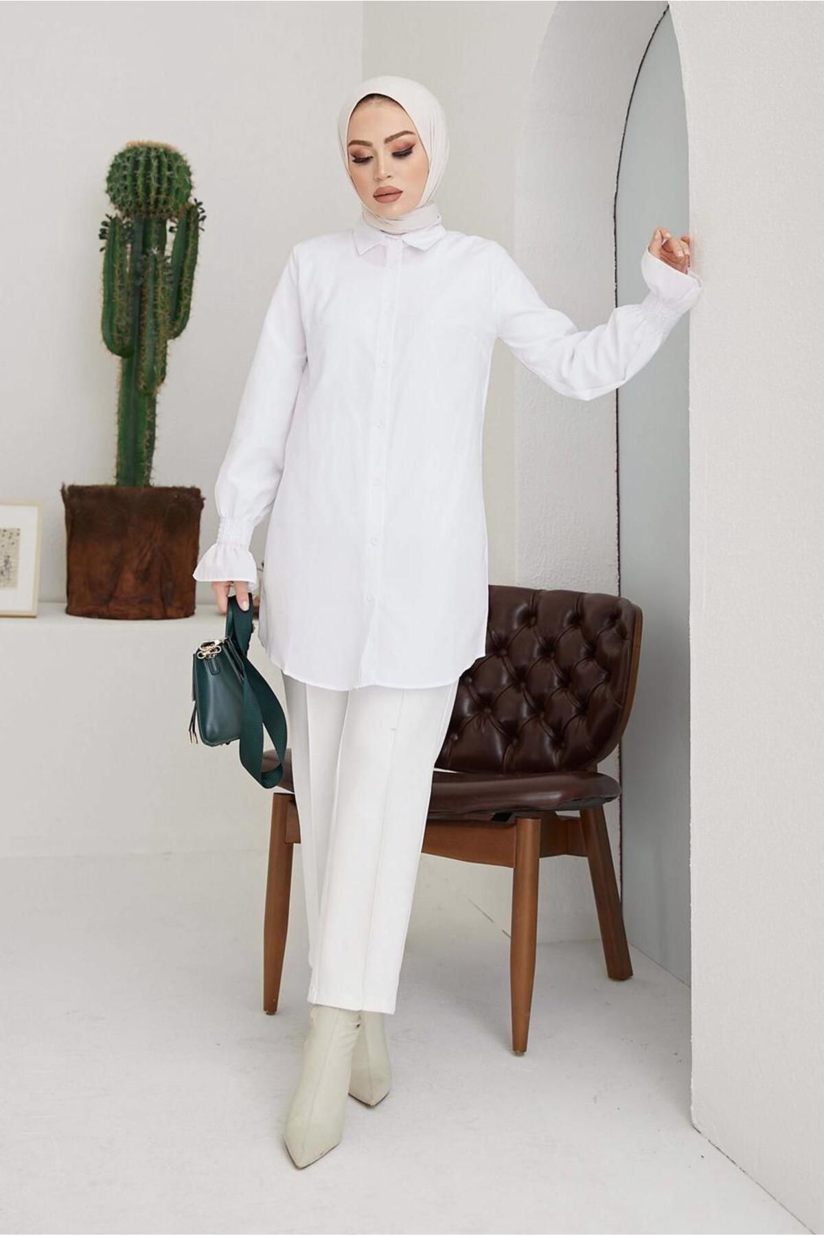 TRENDTESETTÜR-WOMEN'S WHITE SHIRT TUNIC T 3447 3