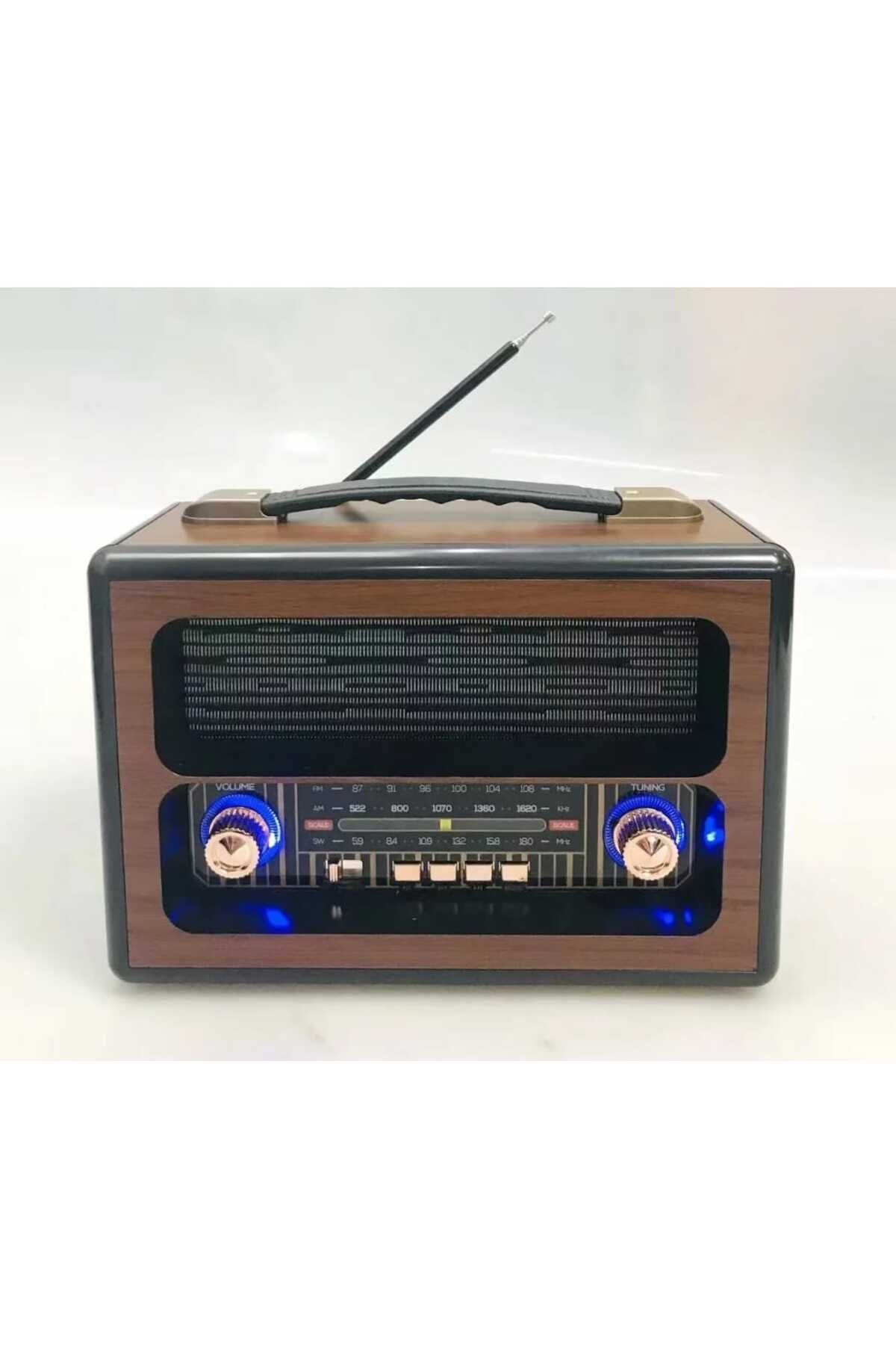 Büyük Boy Şarjlı Nostaljik Led Işıklı Speaker Fm Radyo