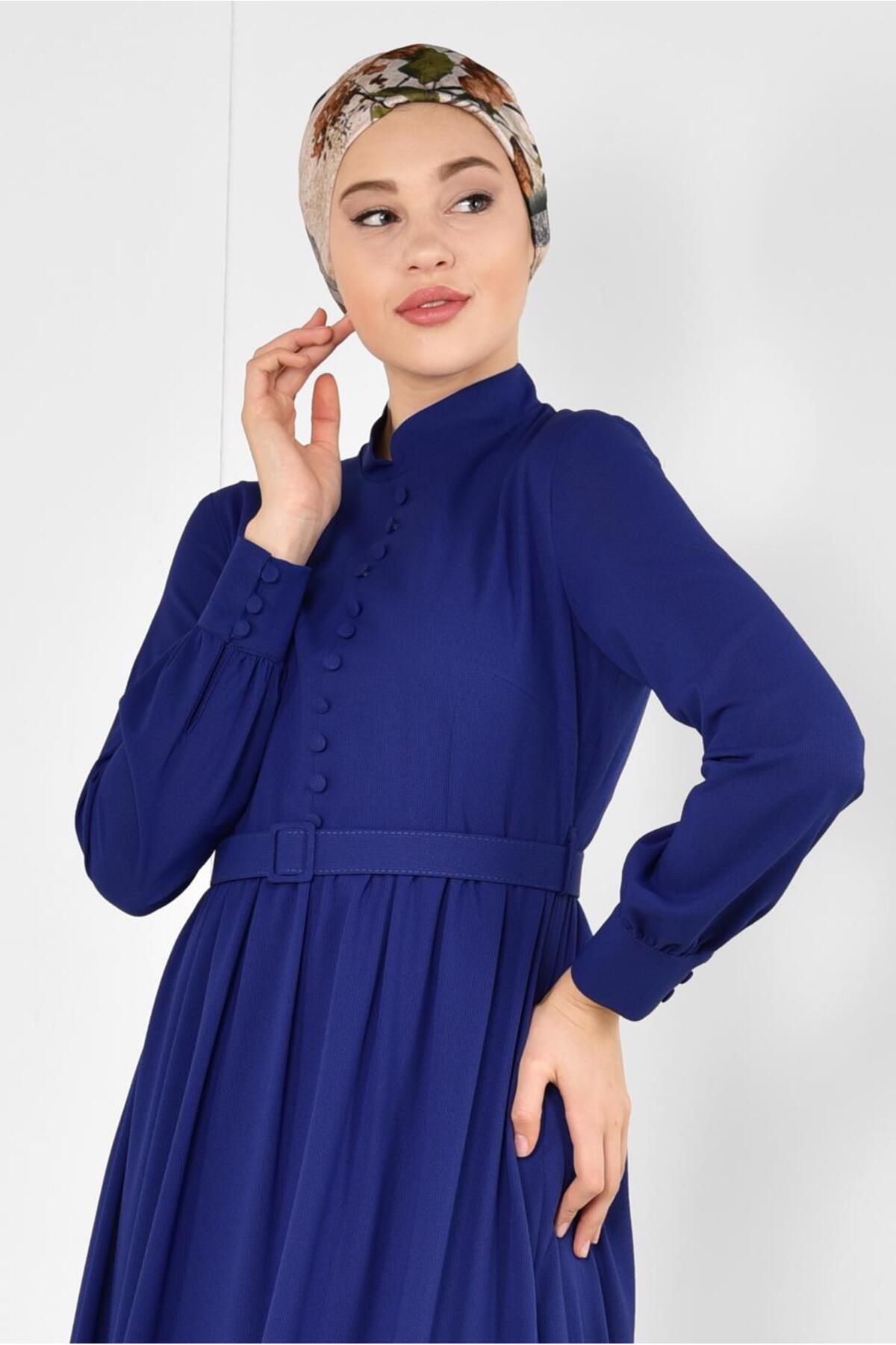 Alvina-4259 Model Belted Judge Collar Dress 1