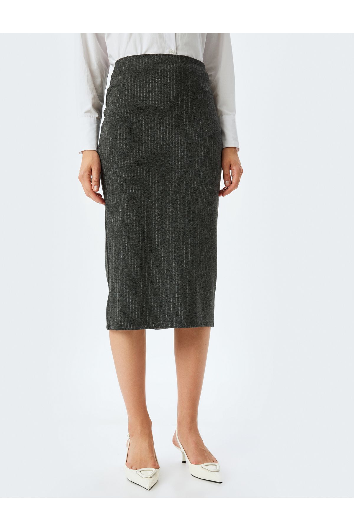 Koton-Fusta creion de lungime midi slim fit cu detaliu cu fante la spate 3