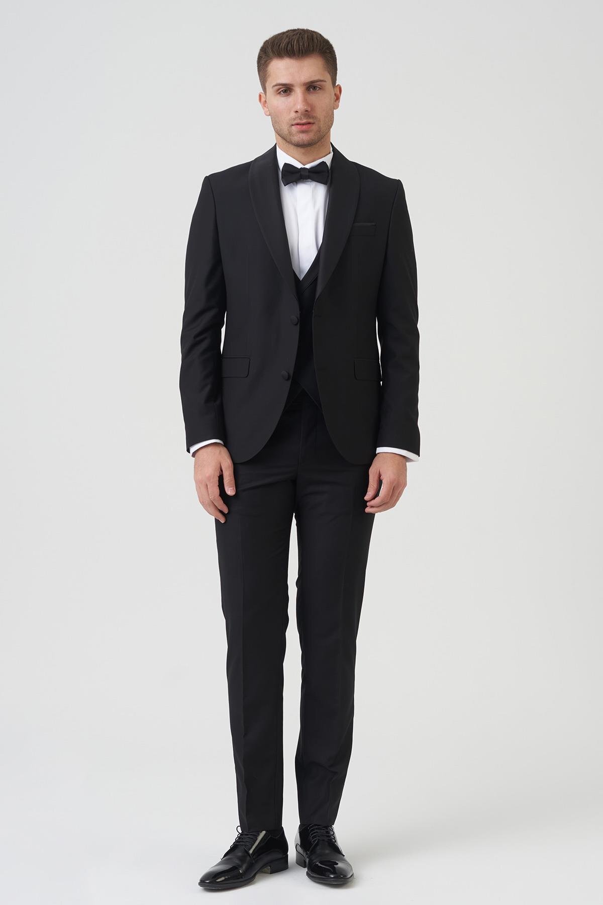 White Stone New York D2401 Slim Fit 6 Drop Suit Black