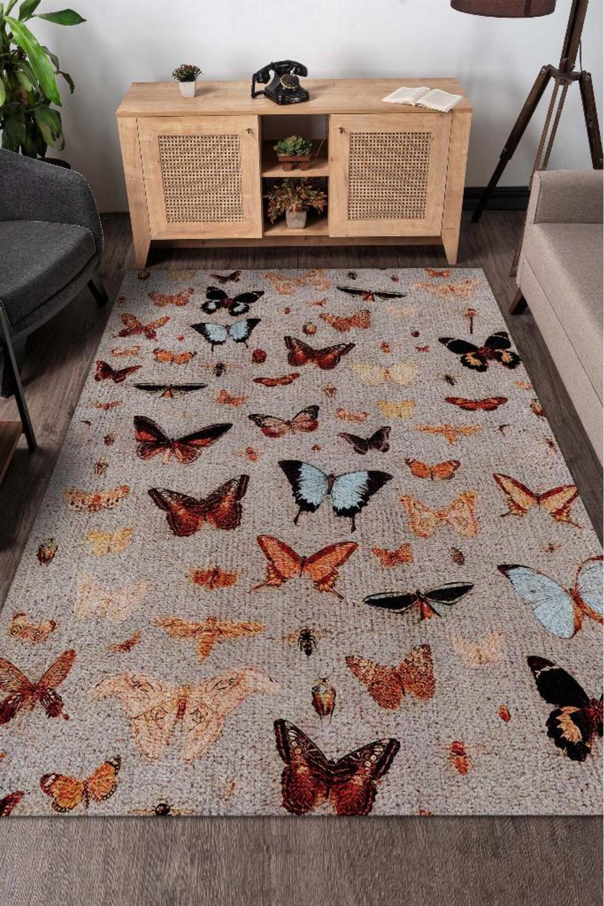 Color Color Butterflies Multicolor Carpet Woven Base Animal Printed Custom Design Carpet
