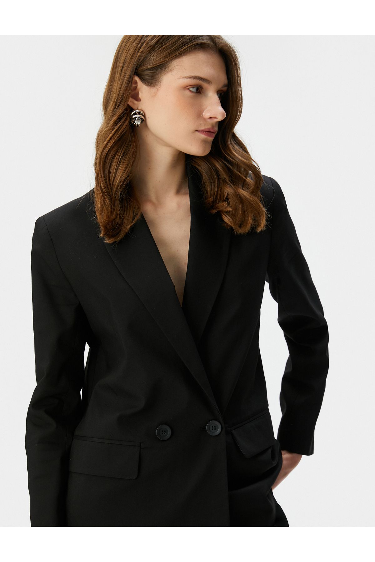 Koton-Blazer Jacket Double Breasted Buttoned with Flap Pockets 2