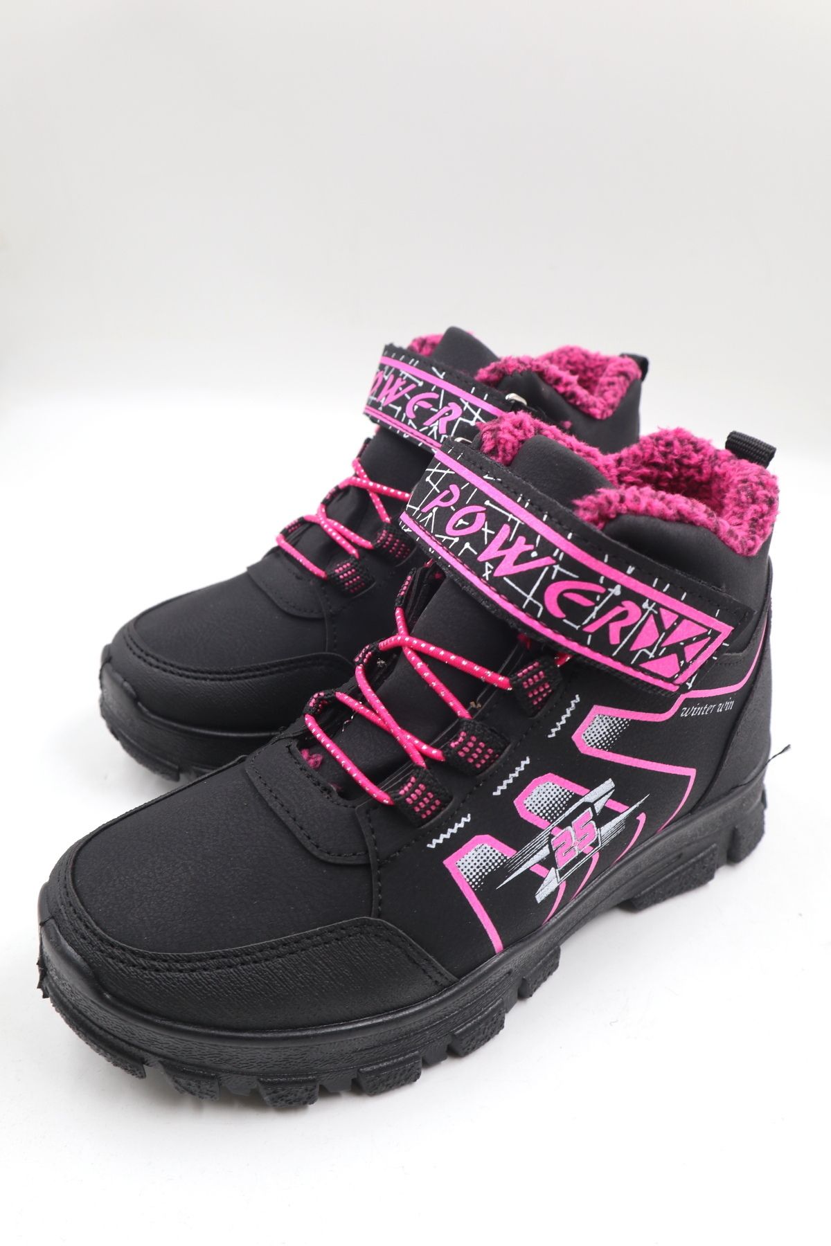 nazenintasarımlar-Girl's Woolen Pink Black Casual Boots 2