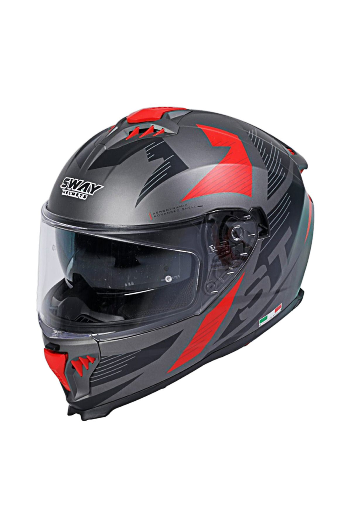 Sway Kapalı Kask Sw 865 St Gri Kırmızı