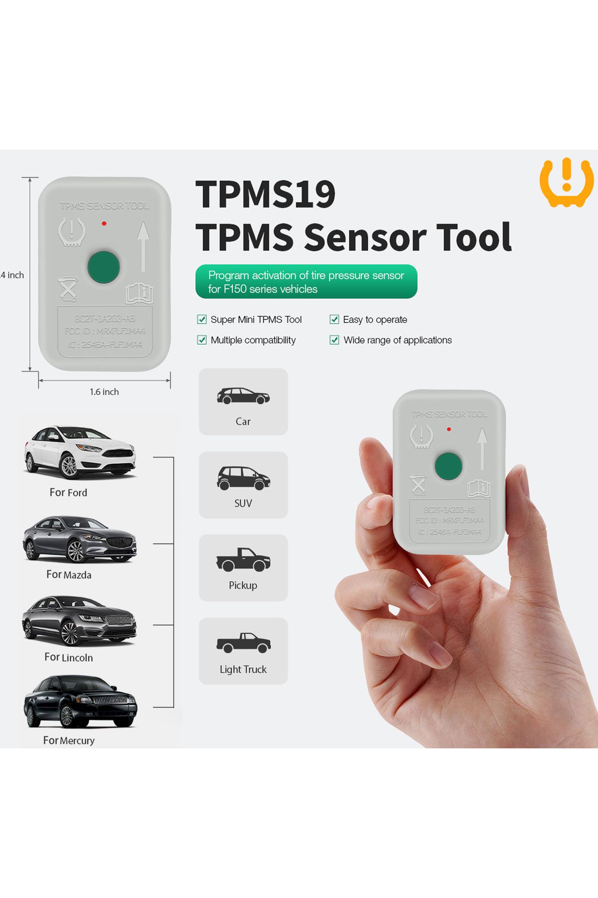 Choice-TPMS 19 مستشعر مراقبة ضغط الإطارات أداة إعادة ضبط TPMS TPMS19 8C2T1A203AB 8C2Z-1A203-A F... 1