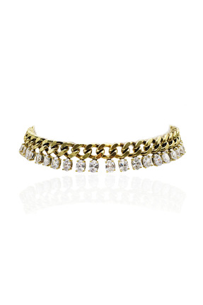 Bayemeyc ALTIN KAPLAMA KRİSTAL TAŞLI CHOKER KOLYE