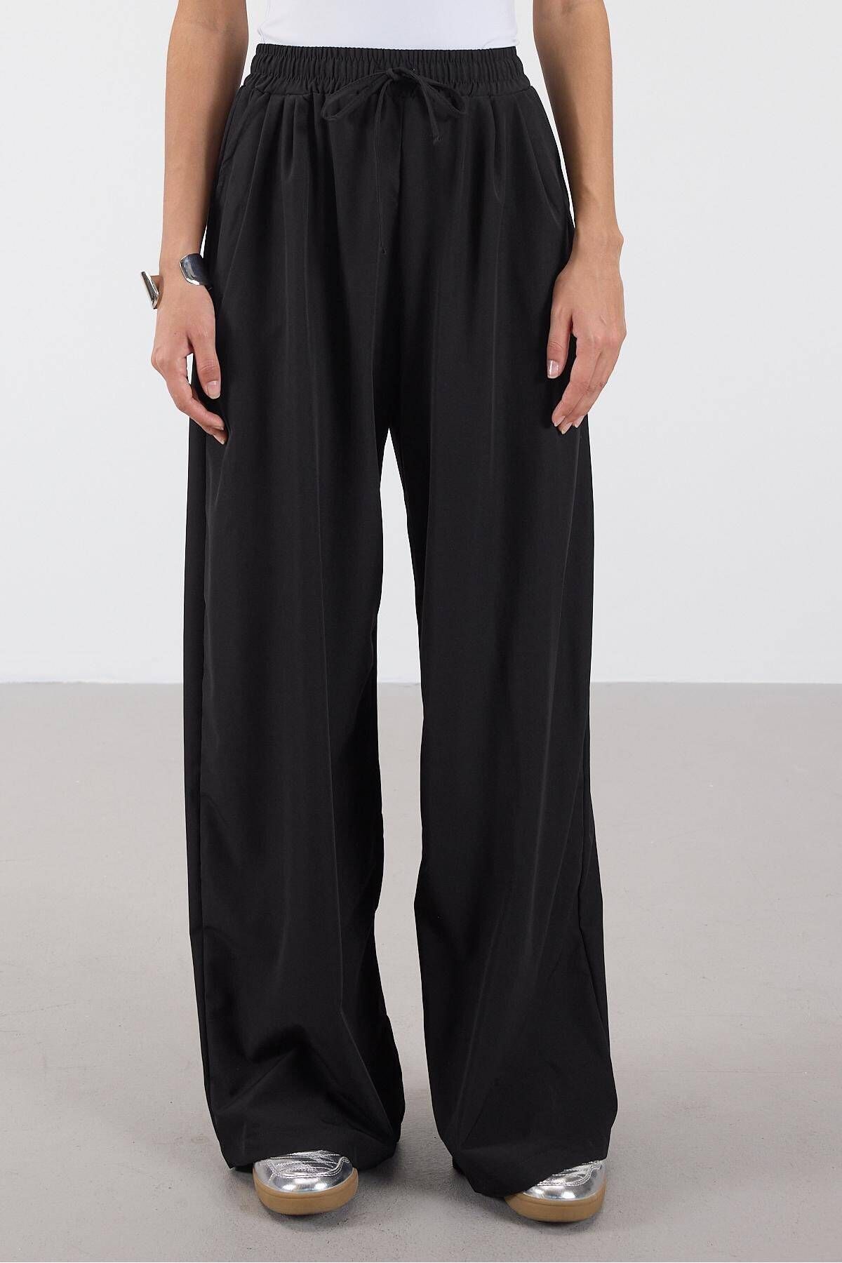 Addax-Wide Leg Pants with Drawstring Pockets on the Waist Pn16702-W8 5