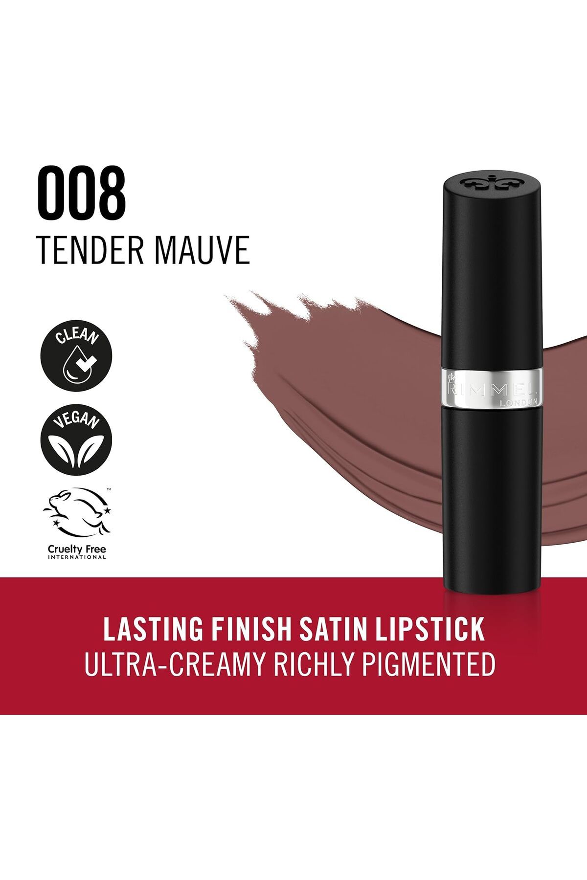 Rimmel-أحمر شفاه يدوم طويلاً - 008 - داستي روز، 4 جرام 6