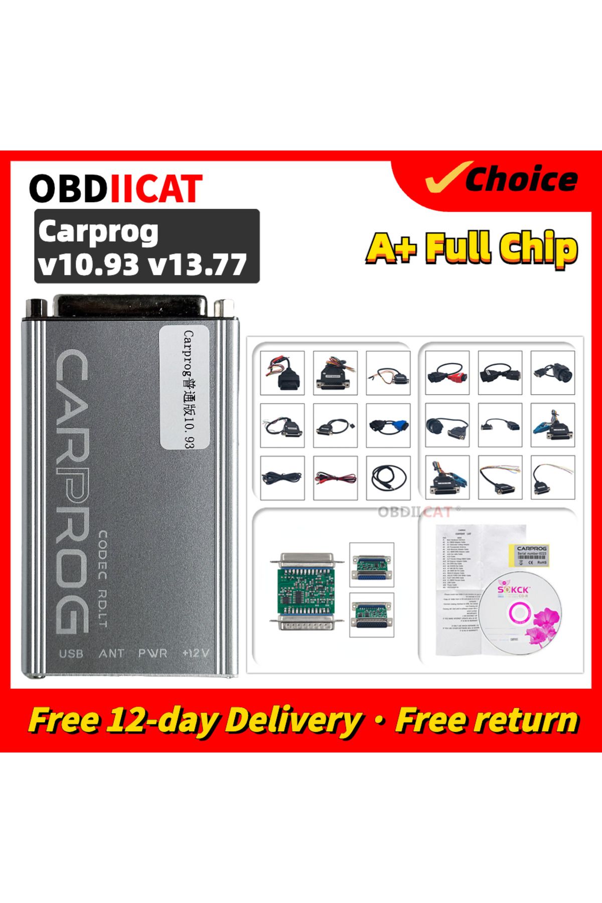 Choice-Carprog V8.21/10.93/13.77 ECU Programmer Car Prog Programmer Chip Tunning Diagnostic Tool With 21... 2