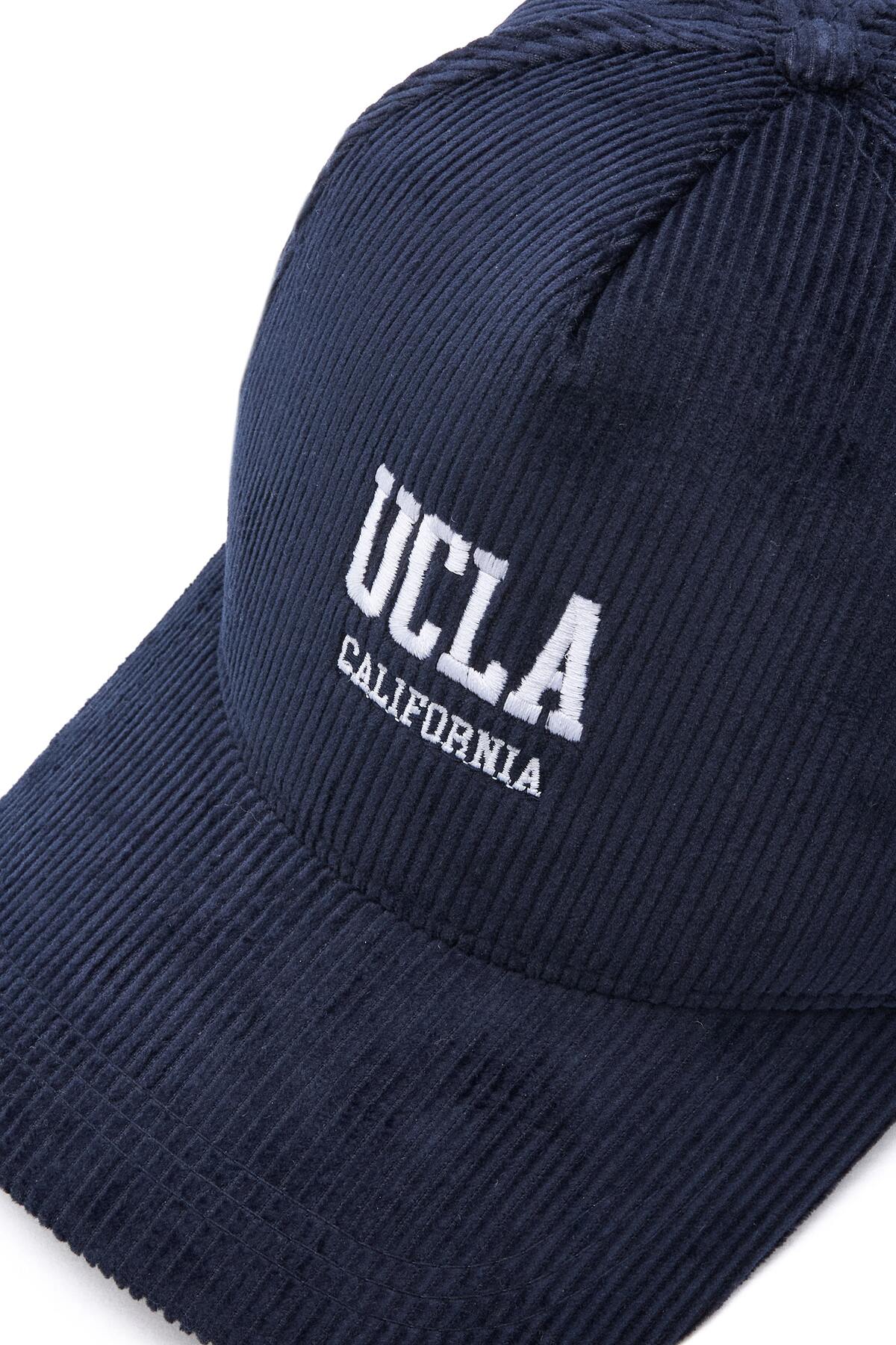 UCLA WINDSOR Lacivert Kadife Baseball Cap Nakışlı - Unisex Şapka görsel 5