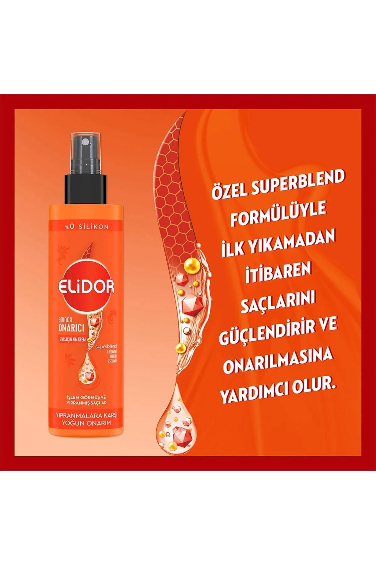 Elidor Superblend Sıvı Saç Bakım Kremi Anında Onarıcı C Vitamini Keratin Seramid 200 ml X2-4