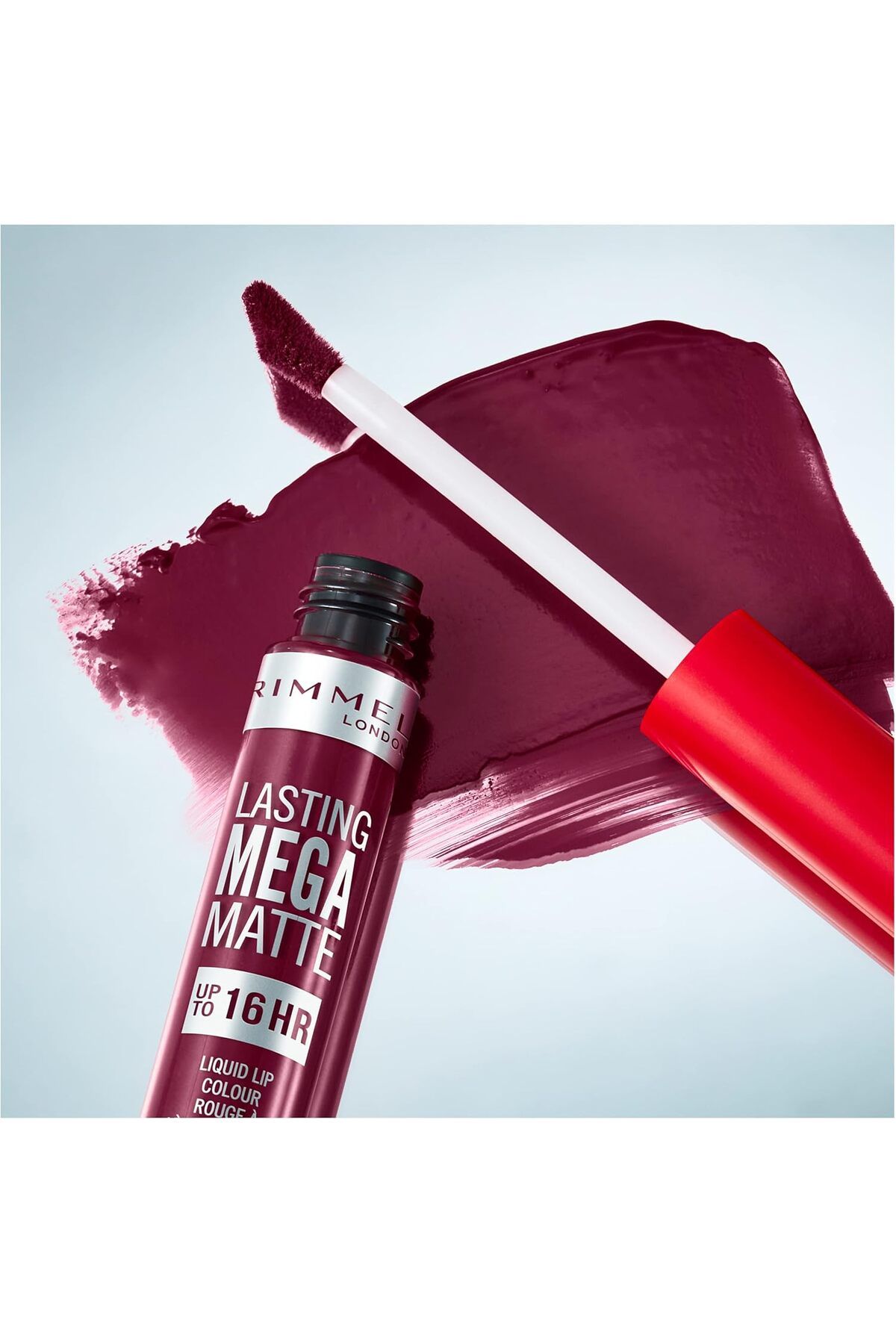 Rimmel-أحمر شفاه سائل لاستنج ميجا مات من ريميل، تركيبة نباتية مرطبة، 940 روك مي بيربل، 7.4 مل 4