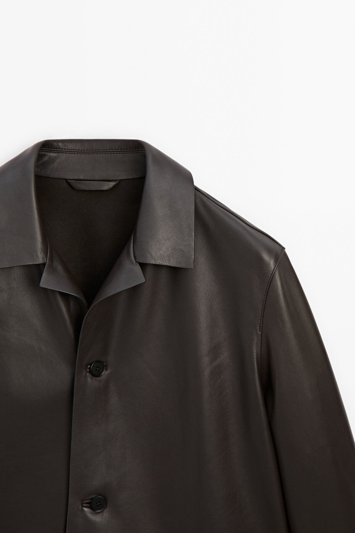 کت چند رنگ مردانه ژاکت چرمی نپا با جیب های پچ Massimo Dutti