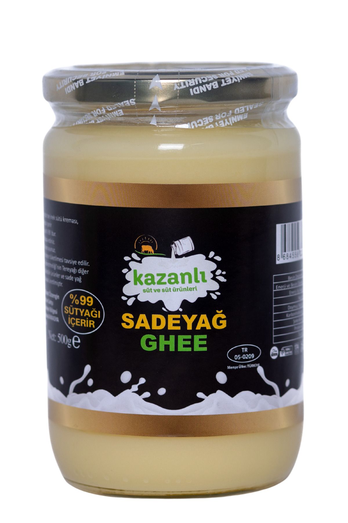 Kazanlı Doğal Sade Yağ (Ghee) 500g - Laktozsuz, Yüksek Dumanlanma Noktası,