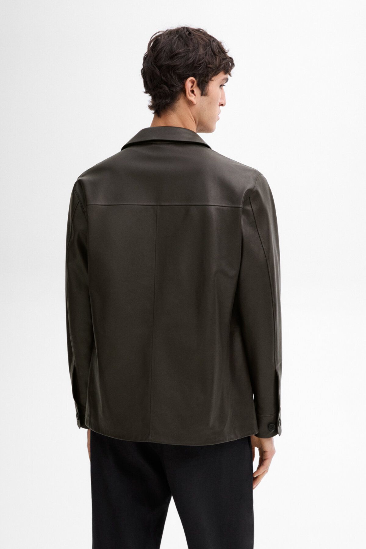 کت چند رنگ مردانه ژاکت چرمی نپا با جیب های پچ Massimo Dutti
