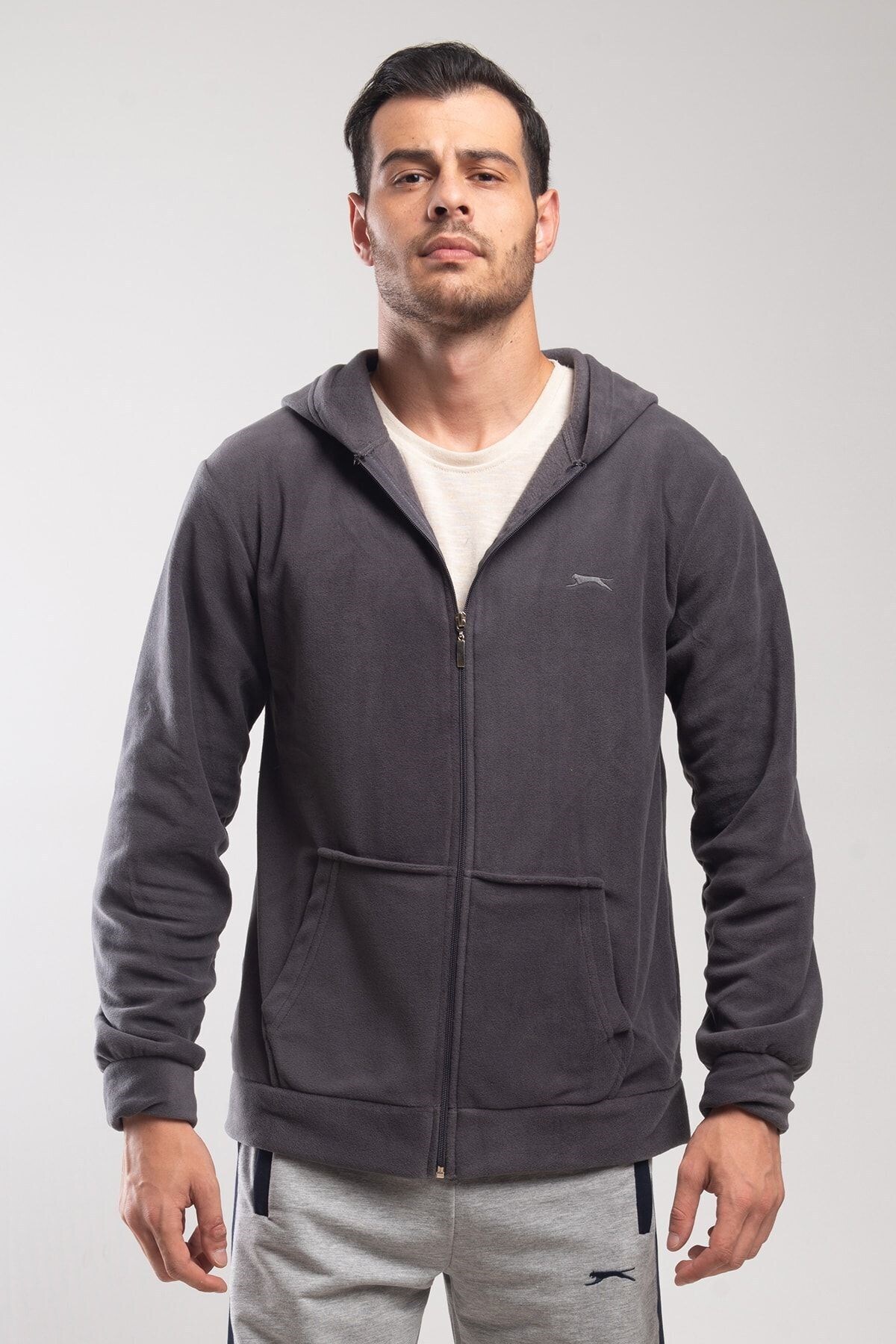 کاپشن مردانه Softshell با جیب‌های قطبی و زیپ، خاکستری تیره اسلازنگر پلار سافت شل Slazenger