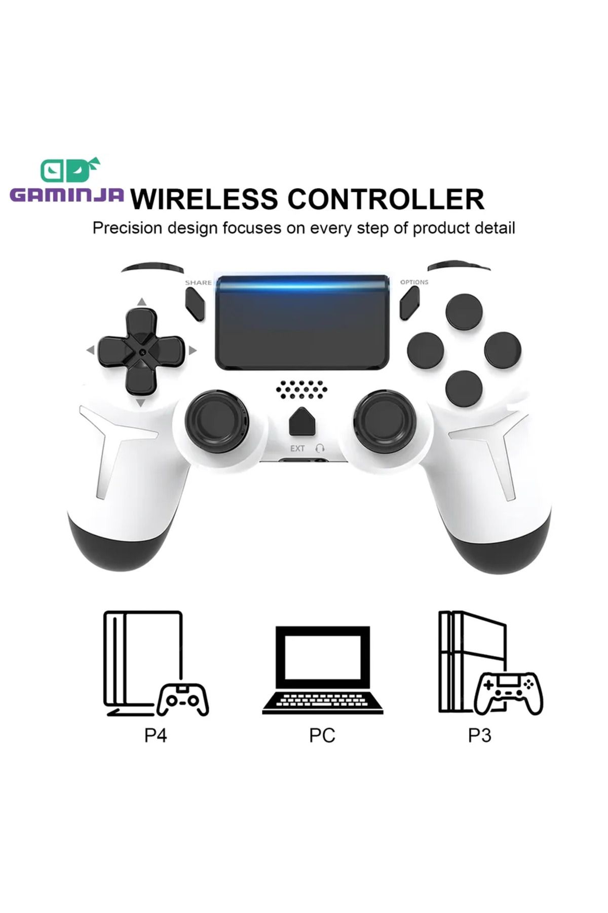 Choice-GAMINJA Wireless Gamepad 6-axis Gyroscope Dual Vibration With touch pad For PS4 PS3 Console Compu... 2