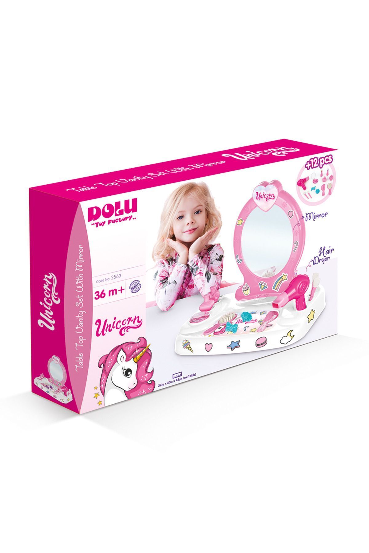 Dolu Oyuncak Unicorn Masaüstü Aynalı Güzellik Seti 2563