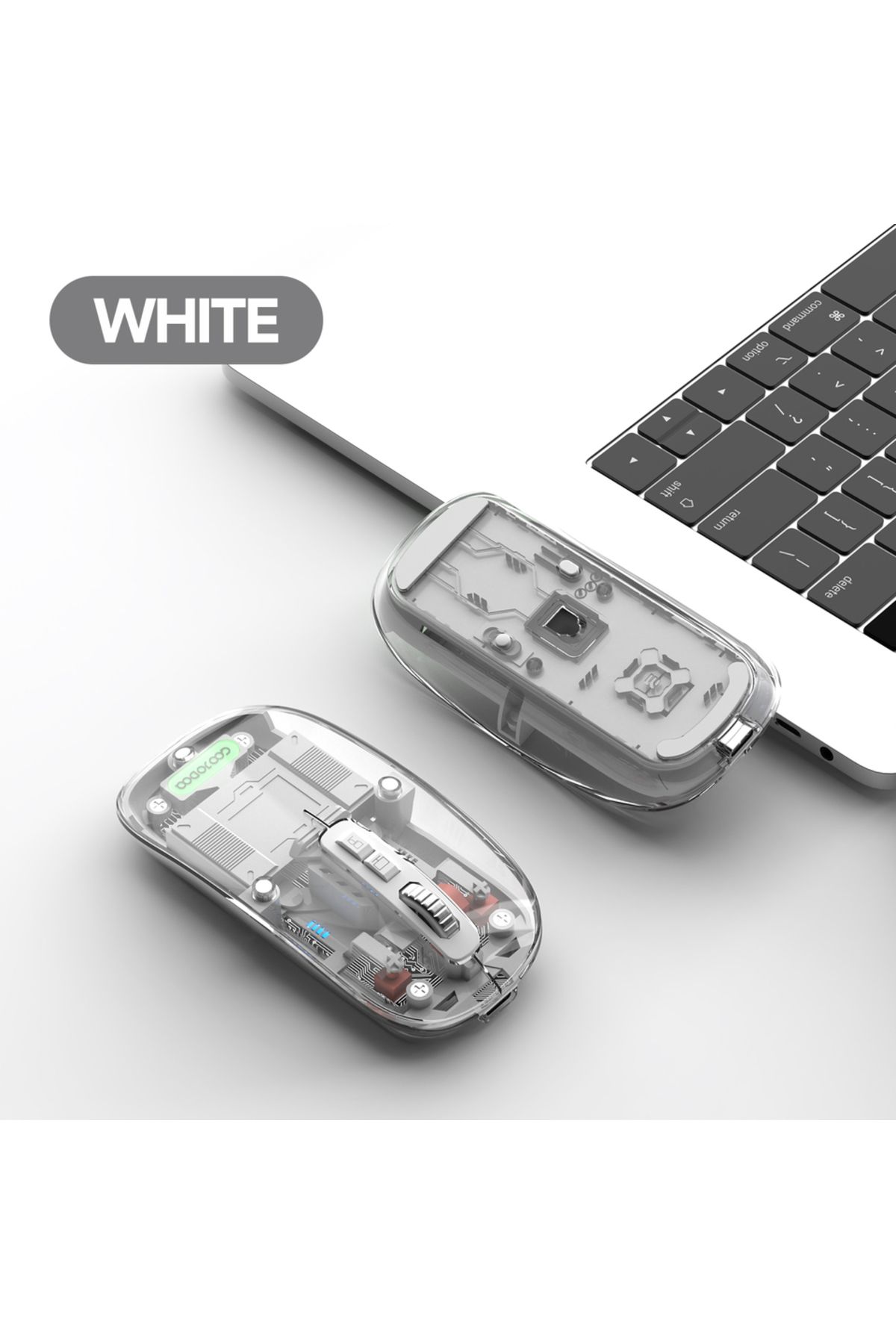 GOOJODOQ-Transparent Magnetic 3 Modes Wireless Bluetooth Mouse 2.4G USB 2400DPI Adjustable for ipad Mipad ... 1