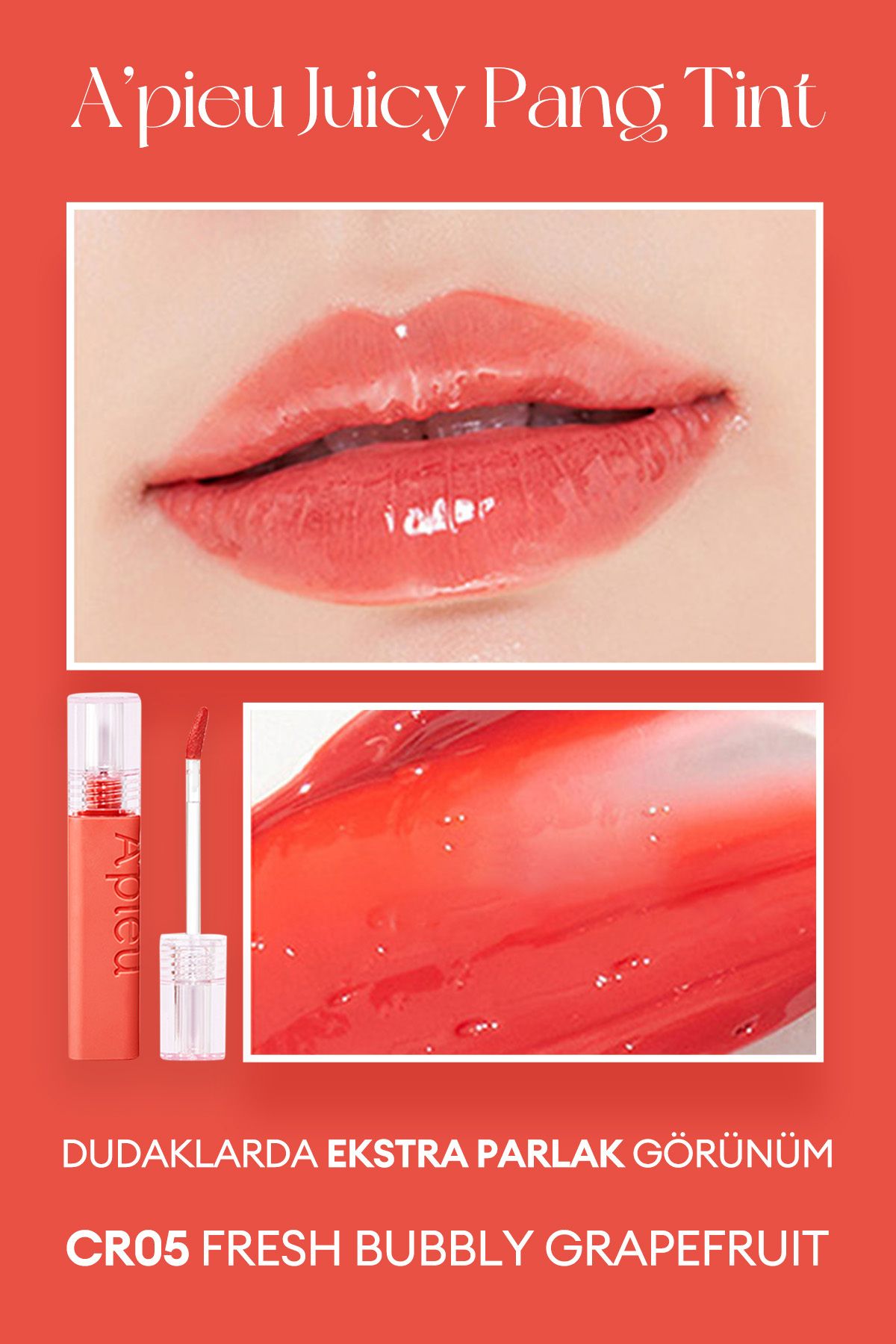 رژ لب رنگ دائمی A'PIEU آبدار CR05 حباب تازه Missha
