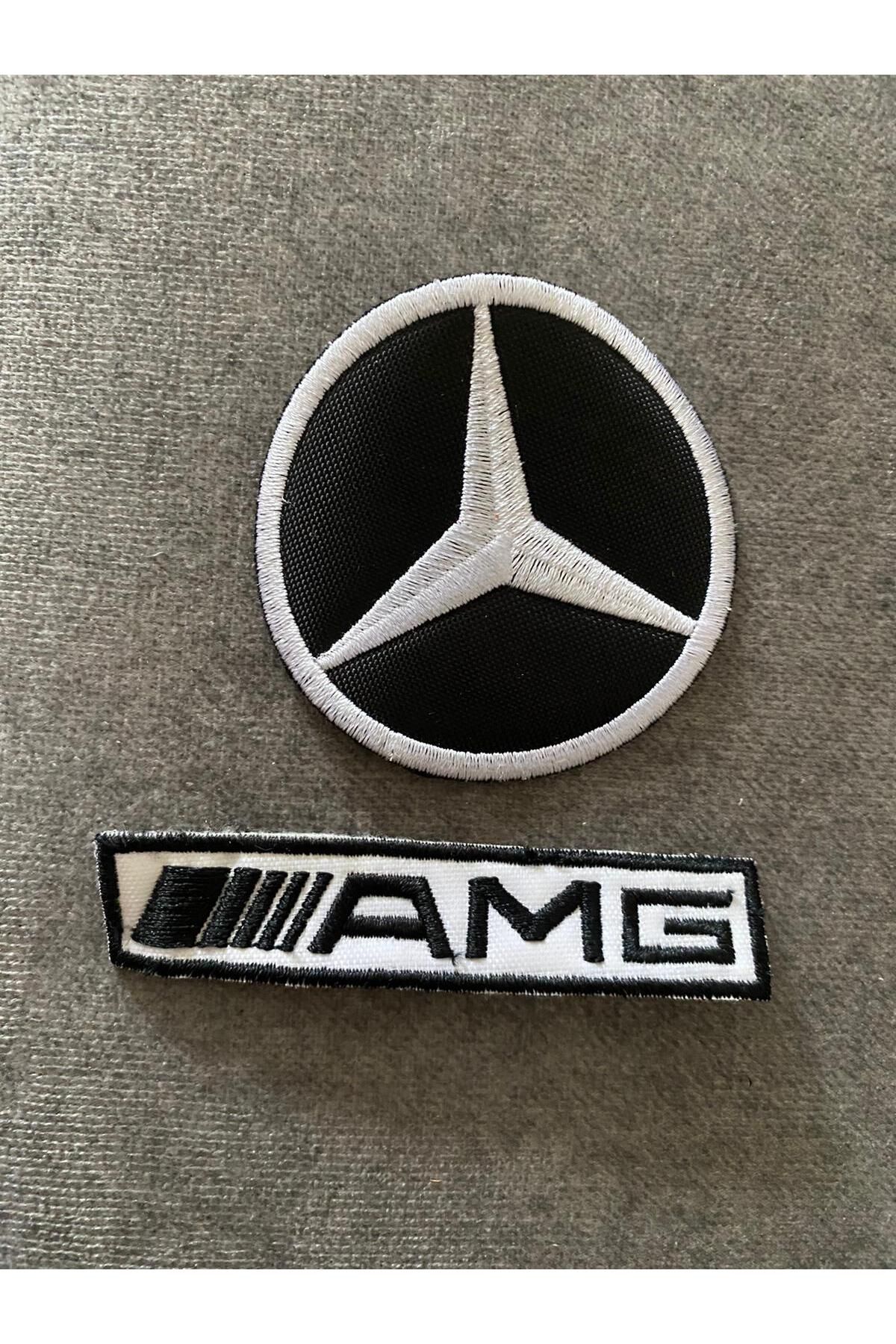 icase-Mercedes Amg Car Logo Patch Patch Set of 2 (8X8 cm) - Sewable 1