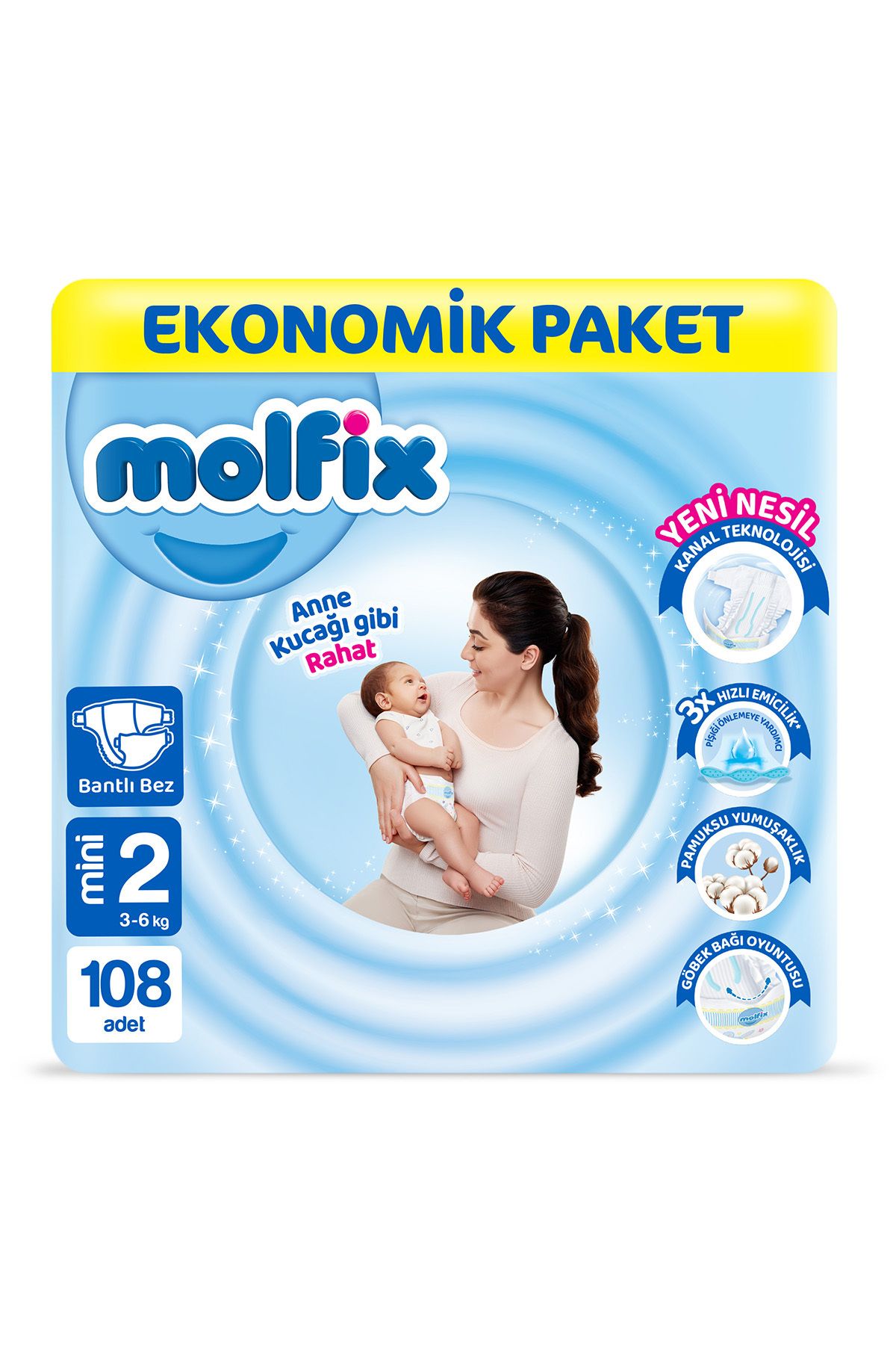 Molfix Bebek Bezi 2 Beden Mini Ekonomik Paket 108 Adet