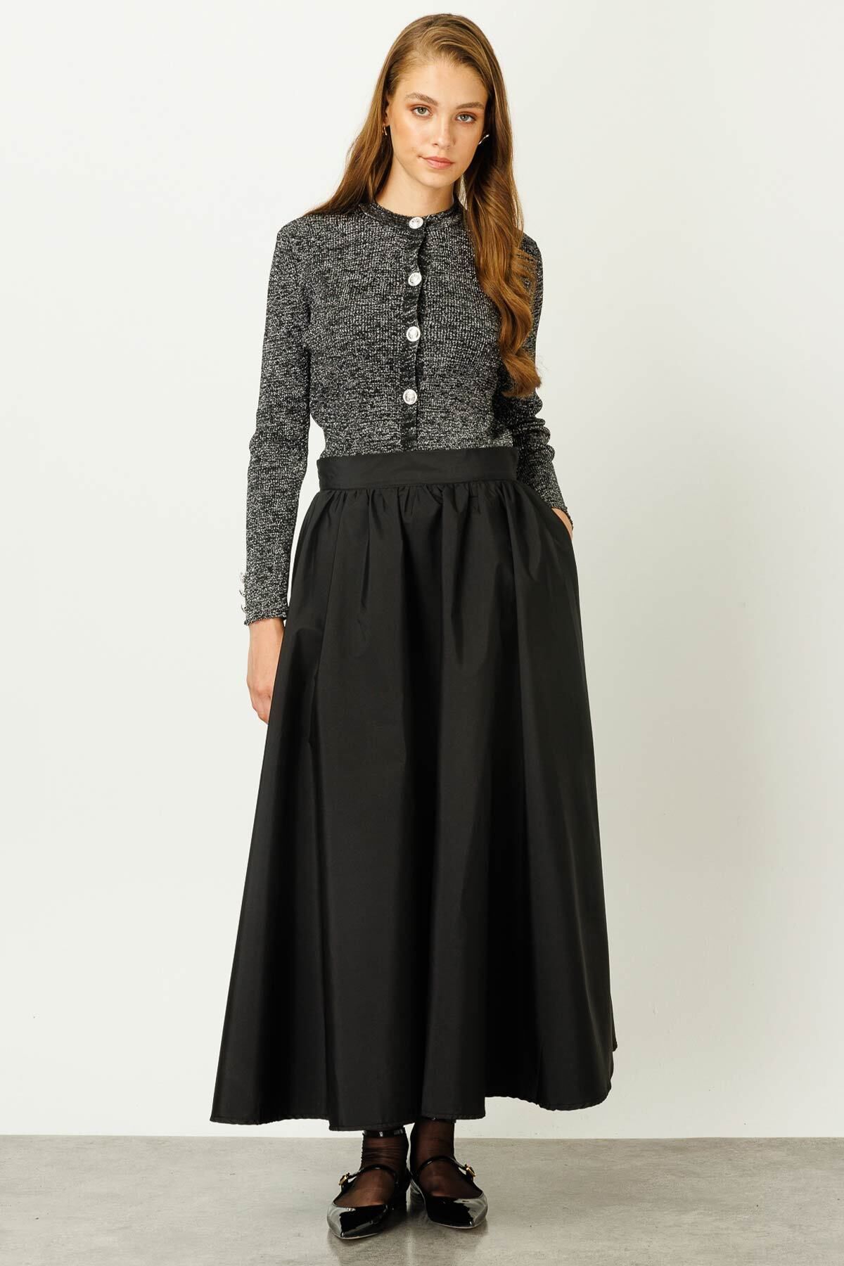 Hooopstore-Black Parachute Fabric Balloon Skirt 3