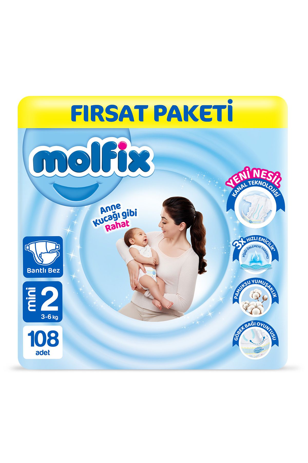 Molfix Bebek Bezi 2 Beden Mini Fırsat Paketi 108 Adet