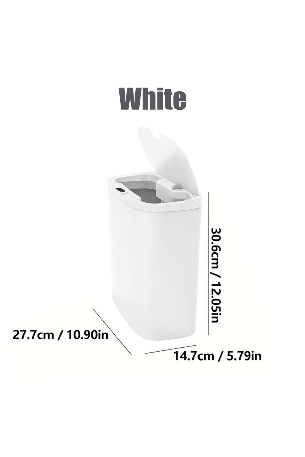 Choice1-Battery Style 13L White 13L Motion Sensor Bathroom Trash Can with Lid,Small Automatic Garbage Can,Wa 1