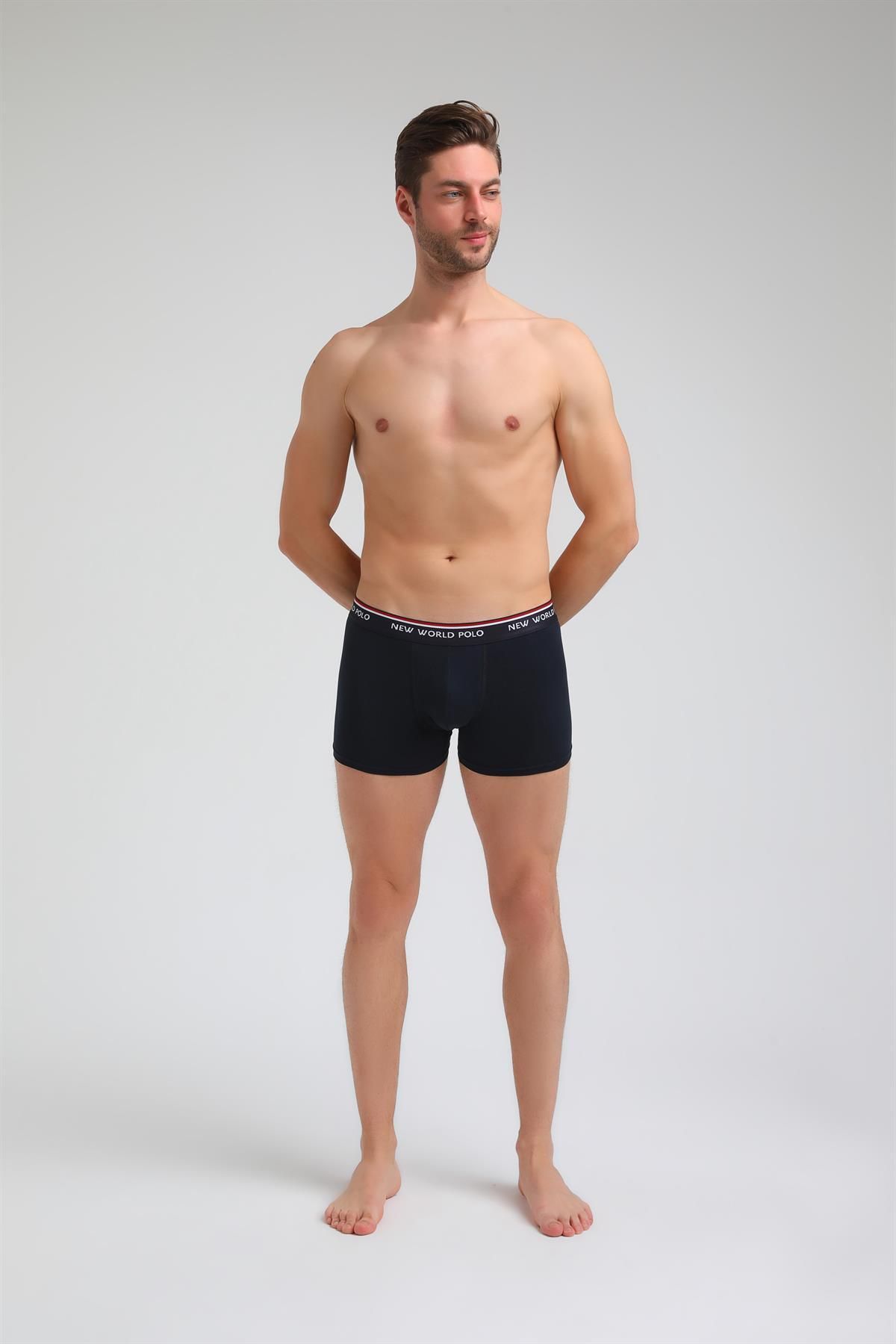 NEW WORLD POLO-Basic 3-Piece Boxer Navy Blue-white-grey Lycra Boxer Set 23ssm1003 3