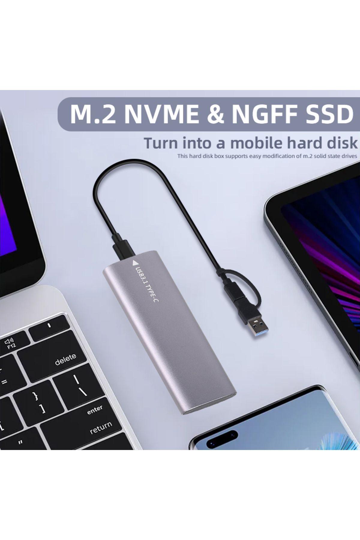 MayAug-M2 NVMe SSD Case 10Gbps HDD Box M.2 NVME NGFF To USB 3.1 External SSD Enclosure Type-A to Type-C ... 2