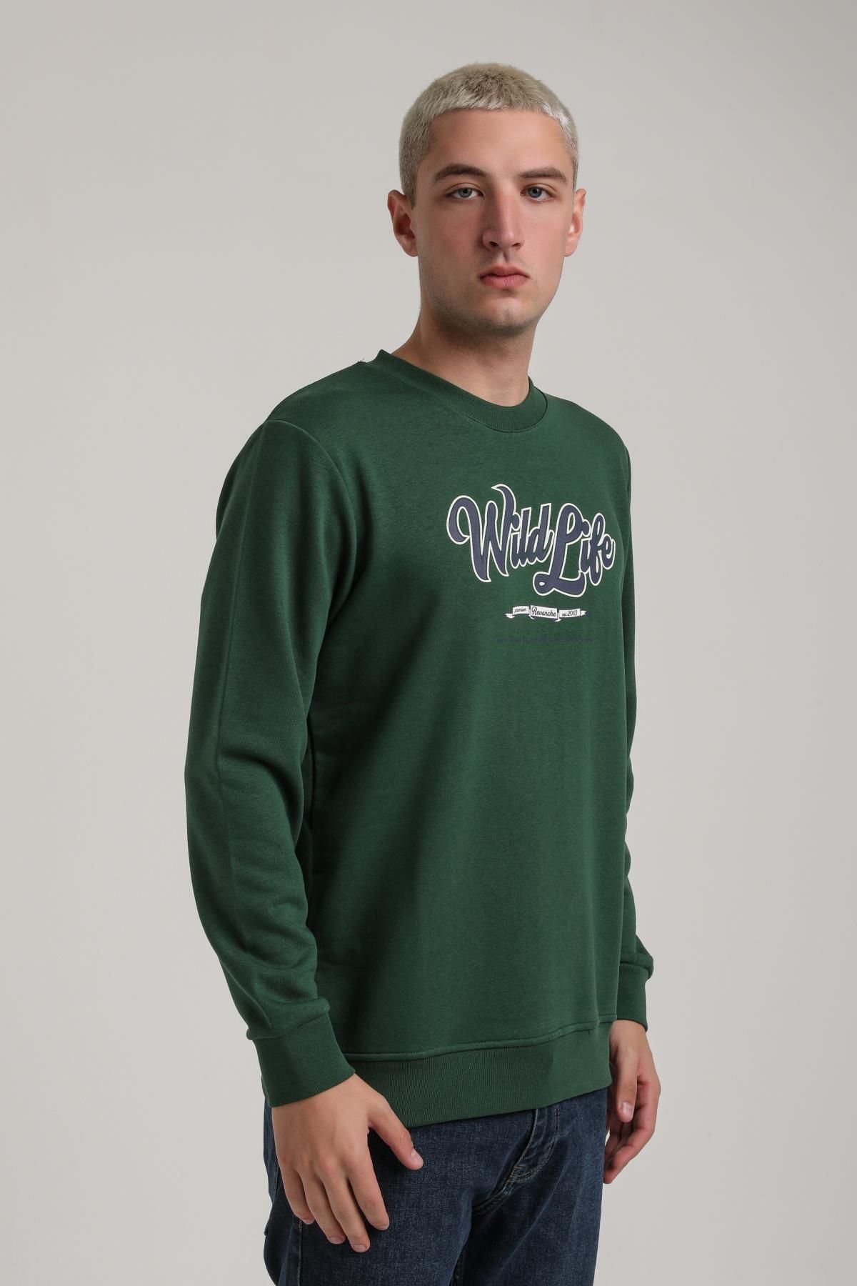 NEW WORLD POLO-Crew Neck Green Slim Fit Sweatshirt 24Fwm60195 5