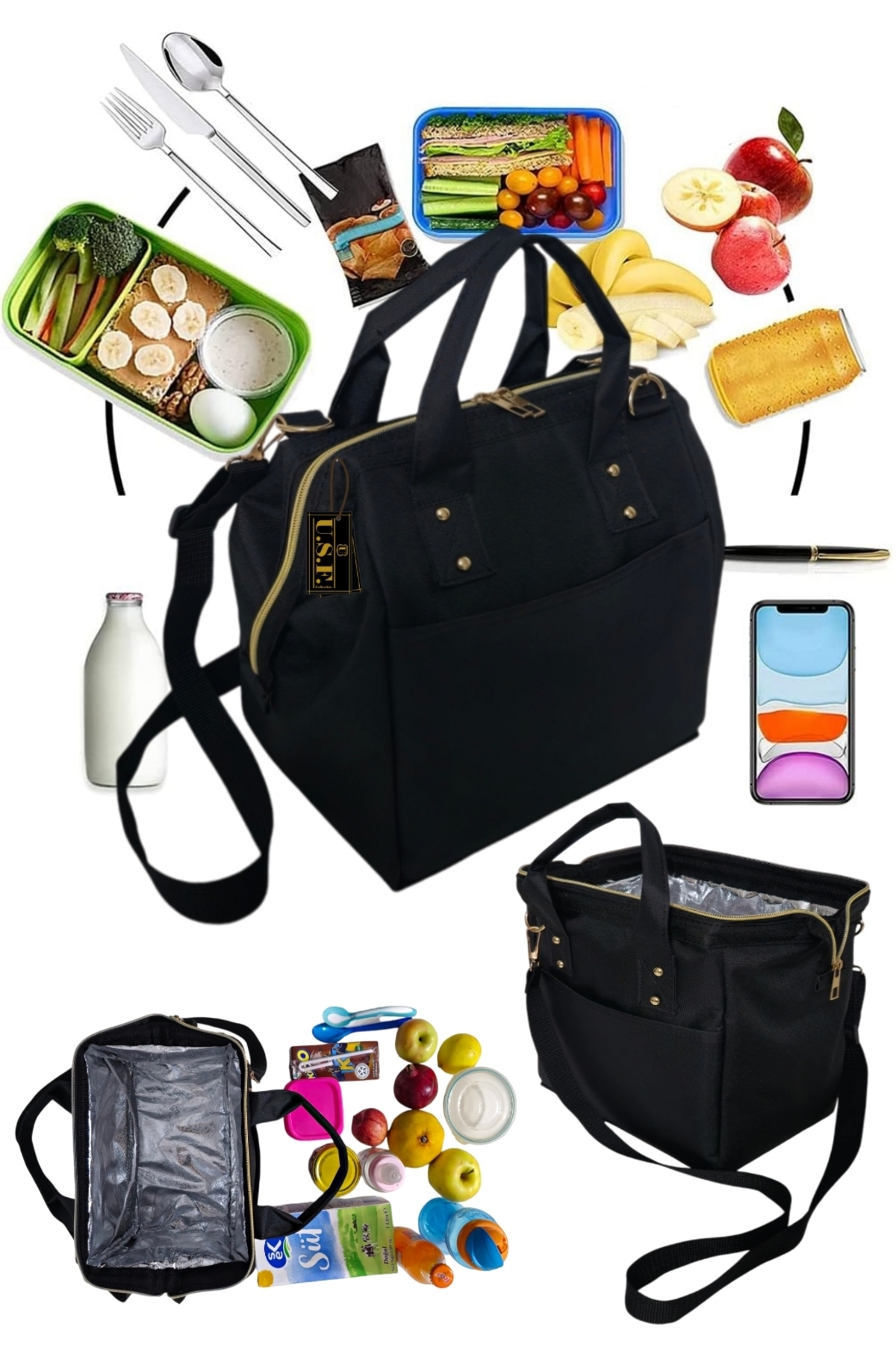 USF Anne Bebek Askılı Taşıma Çantası Isı yalıtımlı Termal Termoslu Yemek, Mama, Beslenme, Gıda Çantası fotoğrafı 5 (önizleme)