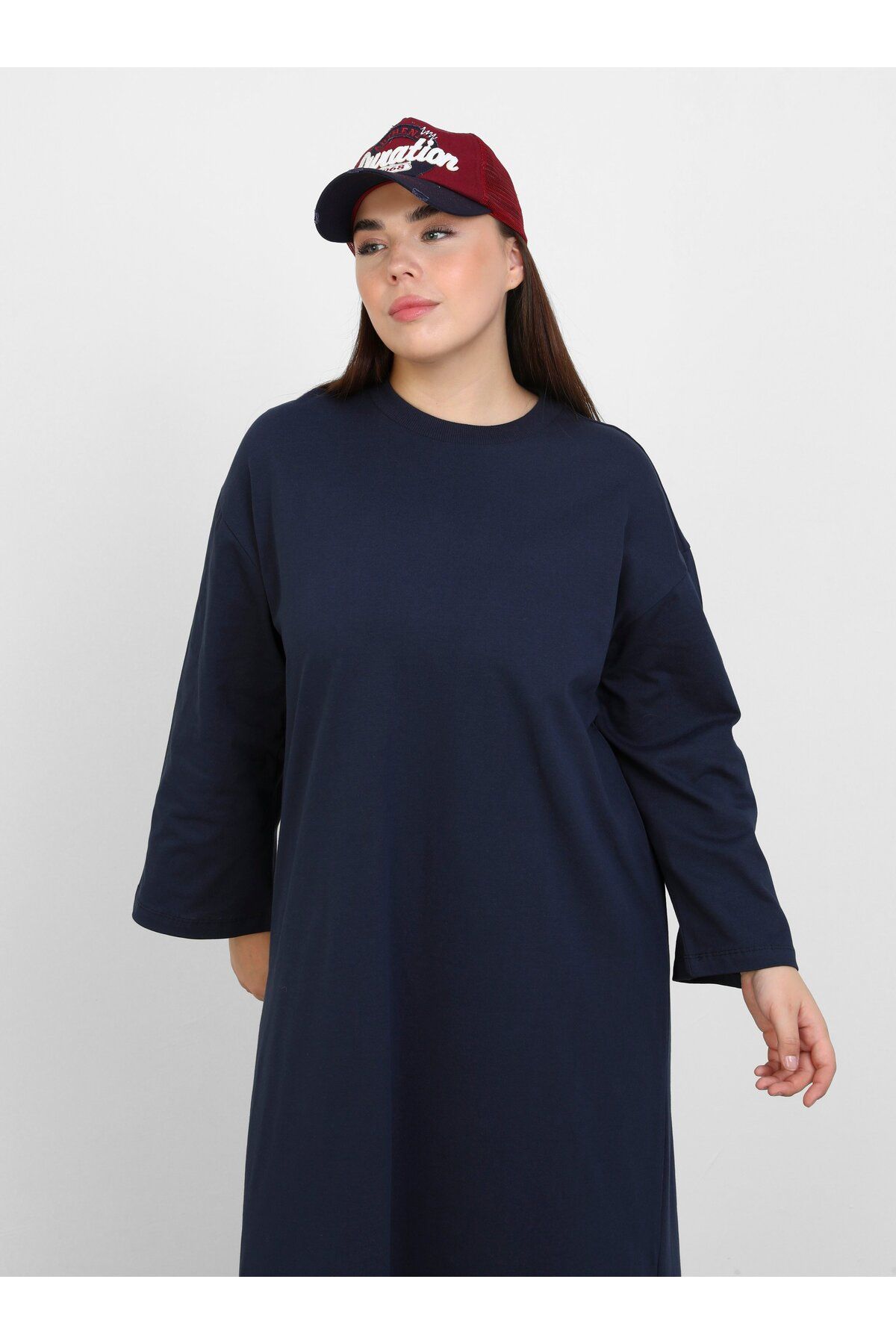 ALİA-Rochie Oversize Tricotata Marime Plus - Bleumarin - Alia 2