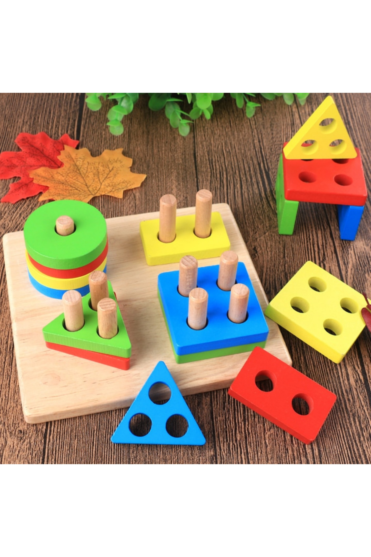 مجموعه ۴ عدد پریز چوبی با اشکال هندسی