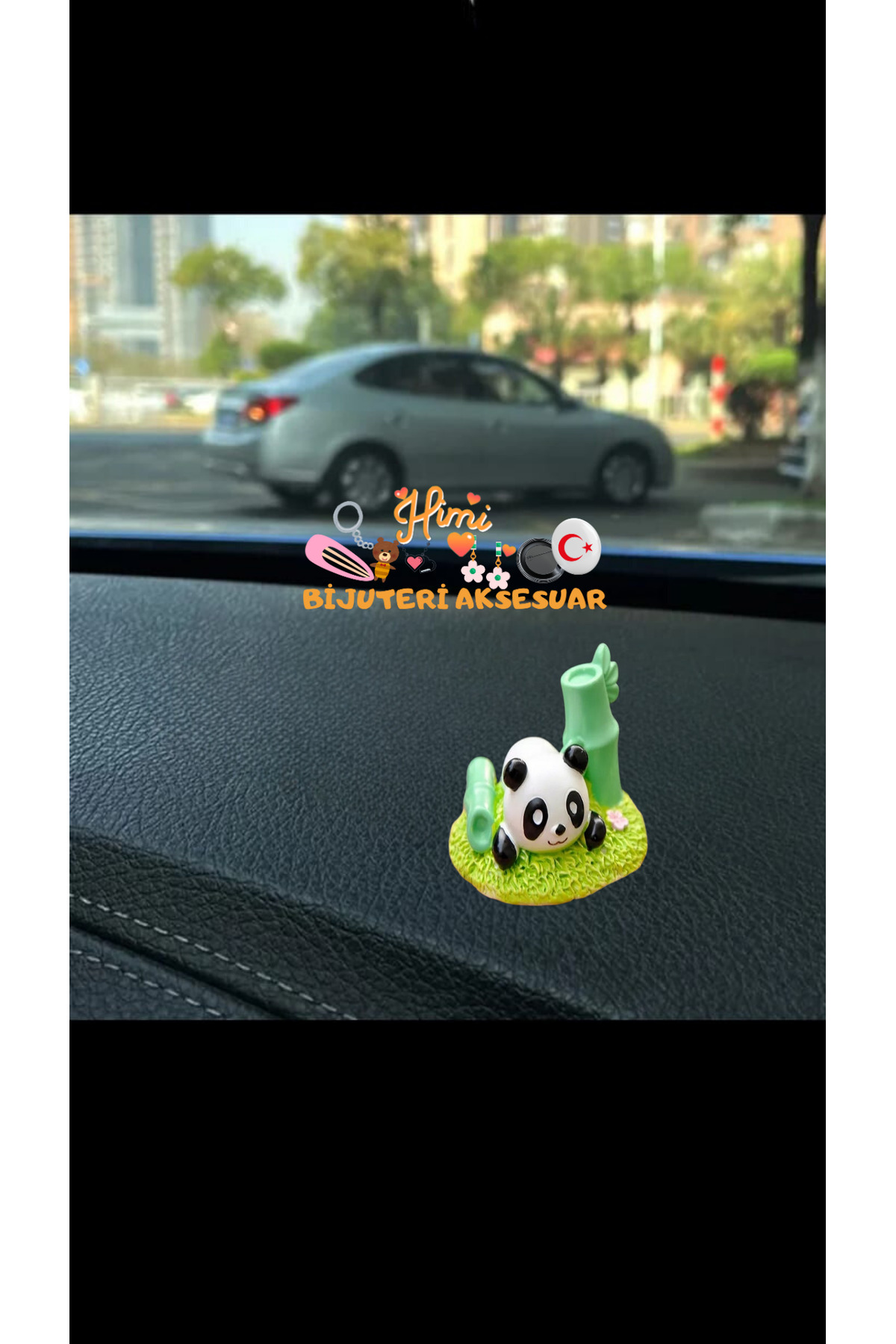 Sevimli Panda Dikiz Aynası Süsü Ayna Süsü Araç İçi Araba Süsü Torpido Süsü Araç Oto Aksesuar