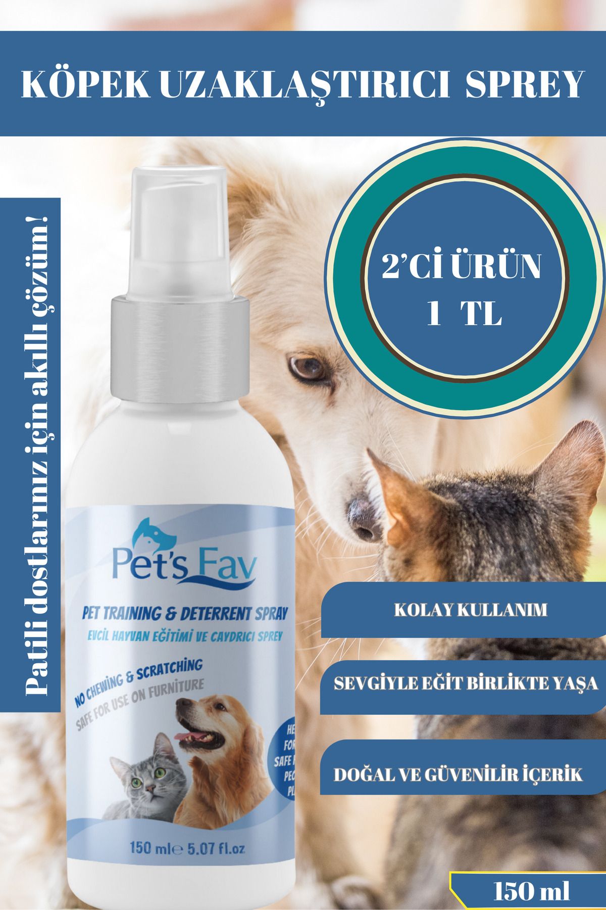 Pets Fav Köpek Tuvalet Eğitimi, Doğal Uzaklaştırıcı Sprey, Caydırıcı, Tırmalama ve Isırma Önleyici