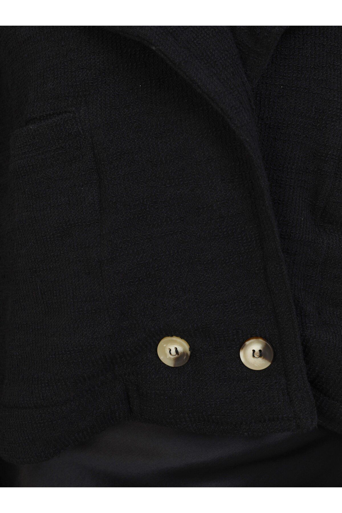 Benin-Black Thessaloniki Fabric Short Jacket - Button Detail - Benin 4