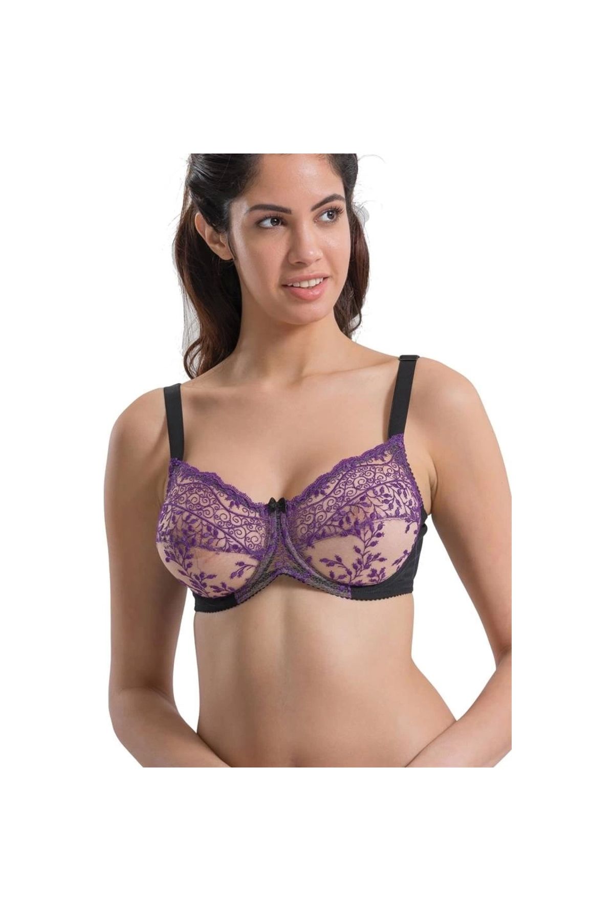 Narnuga-Modlive Black Purple Emay 148 D Underwire Recovery Bra 2