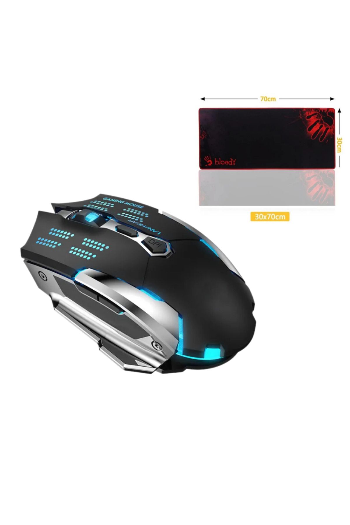 XİRA 2in1 Profesyonel Işıklı Gamer Oyuncu Mouse Mousepad 30x70 Kaymaz Hassasiyet Kontrollü Gaming Pro