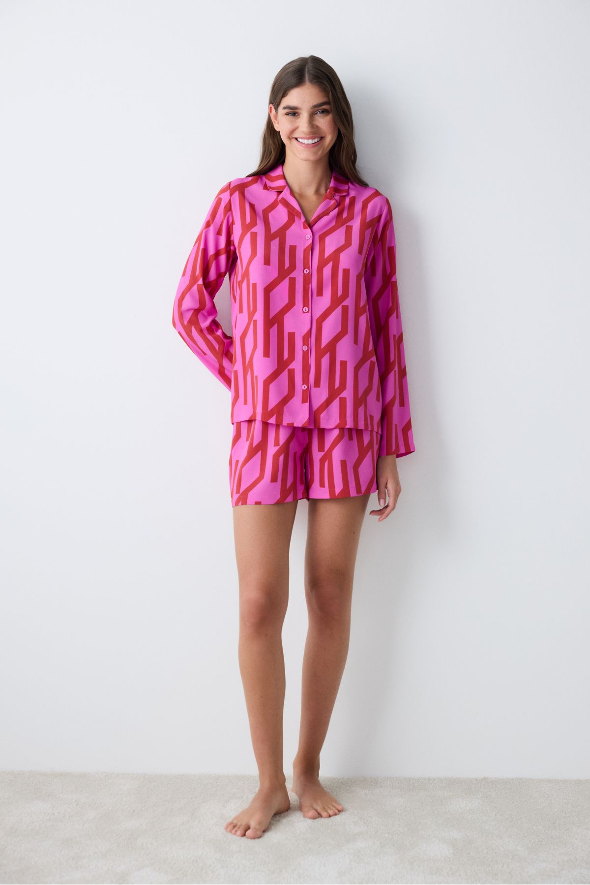 Penti-Printed Shirt Shorts Pajama Set 2