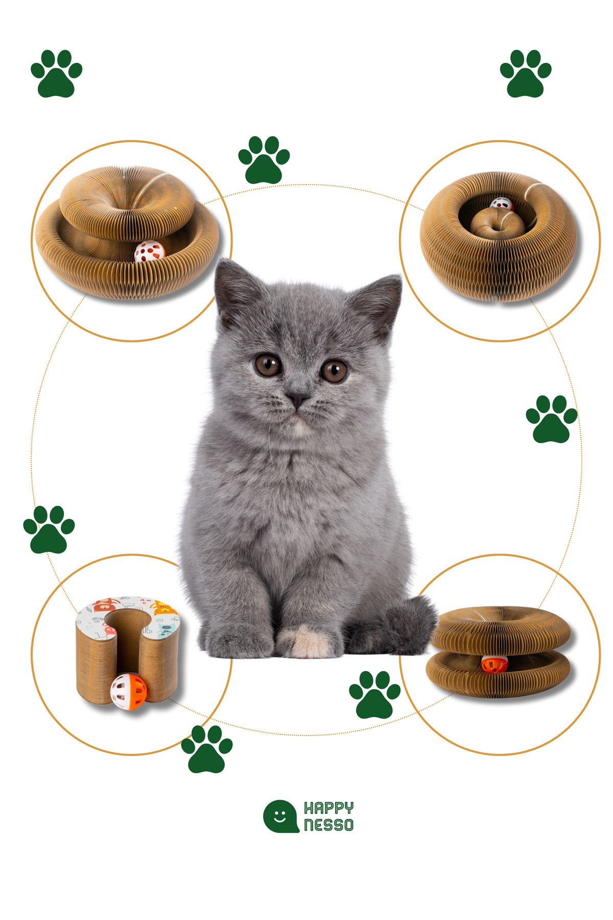 Eğlenceli Kedi Oyuncağı – Tırmalama Kartonu Çıngıraklı Oyun Topu