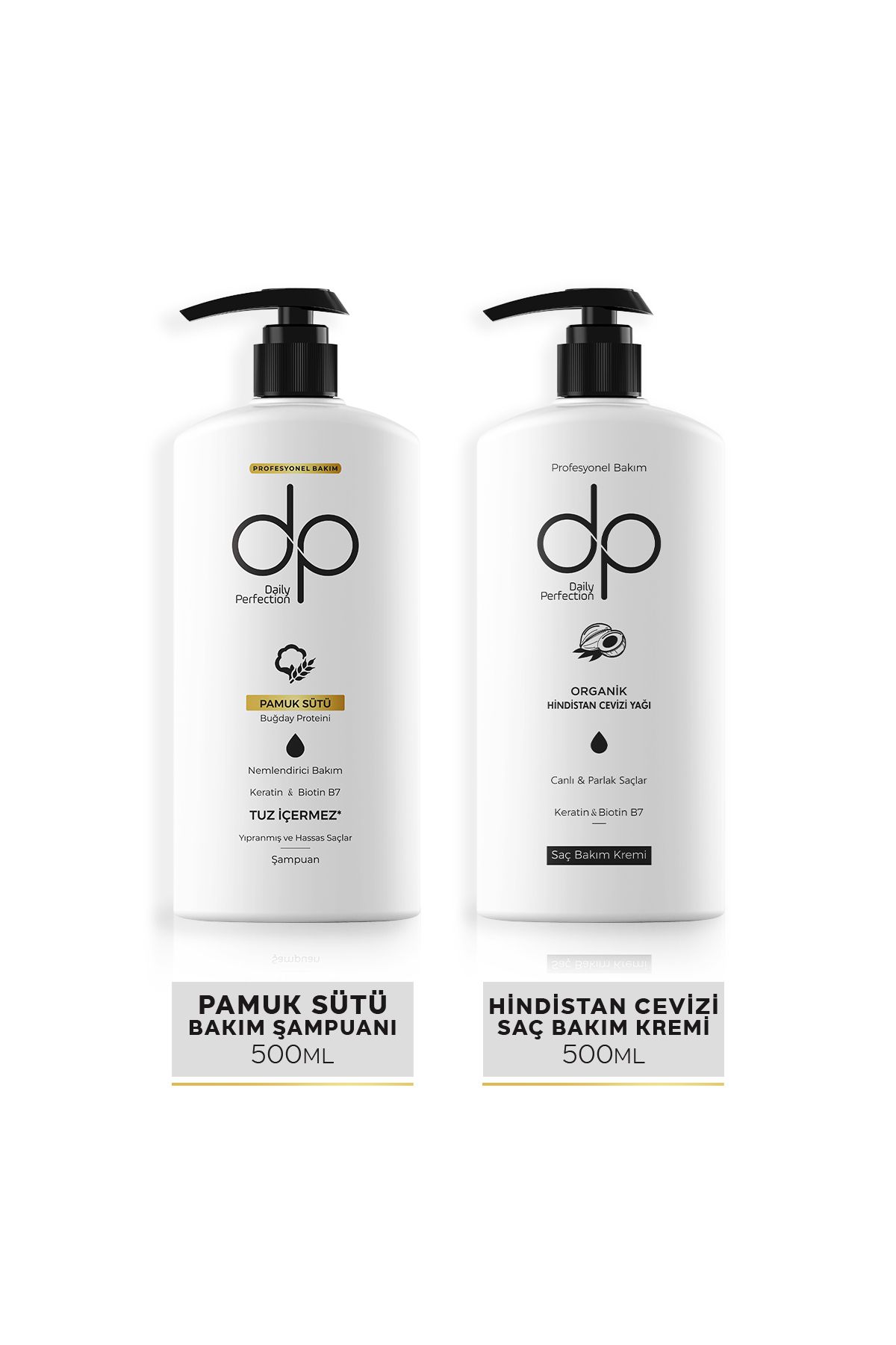 dp Daily Perfection Şampuan Pamuk Sütü 500 ml & Saç Bakım Kremi Hindistan Cevizi Yağı 500 ml-1